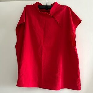 Red Mock Neck Blouse